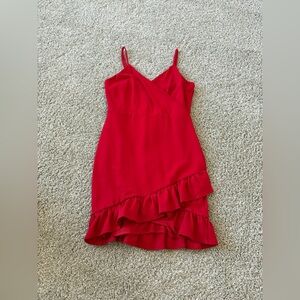Lulu's Vibrant Red Asymmetrical Dress